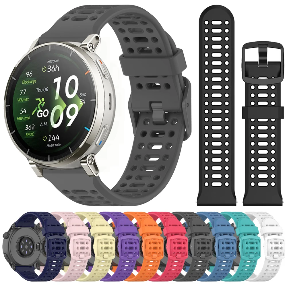 Bracelet de montre respirant 22/20mm pour Huami Amazfit Active 3, Bracelet en Silicone de 45mm pour Amazfit BALANCE 2/Bip 6 5, Bracelet de sport UNITY