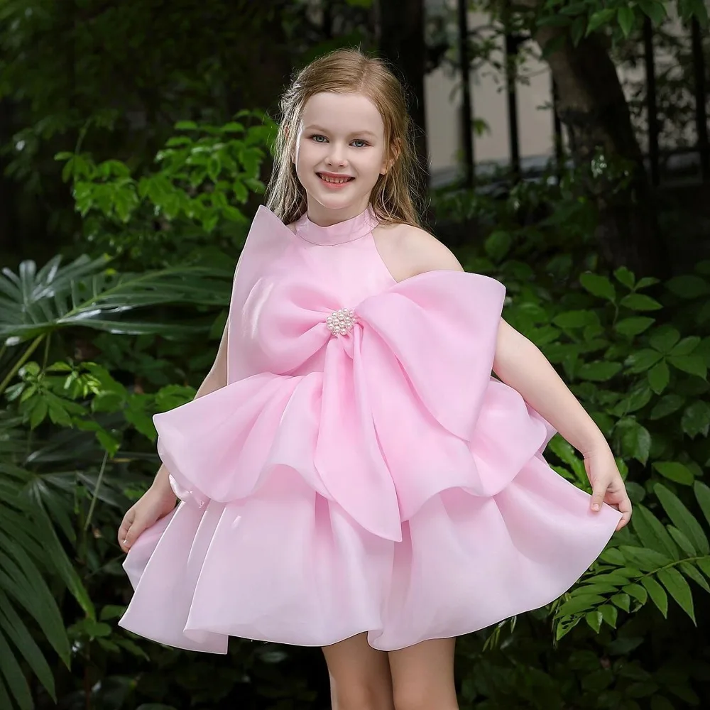Korean Fashion Girls Puffy Tulle Princess Dress Flower Girl Gown For Birthday Party Festival Piano Host Performance Kids Formal