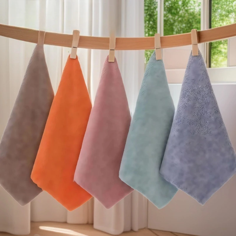Washcloths 5 Pack 12x12 Inches 30x30cm Microfiber Coral Fleece Extra Absorbent and Soft for Newborns, Infants and Toddlers