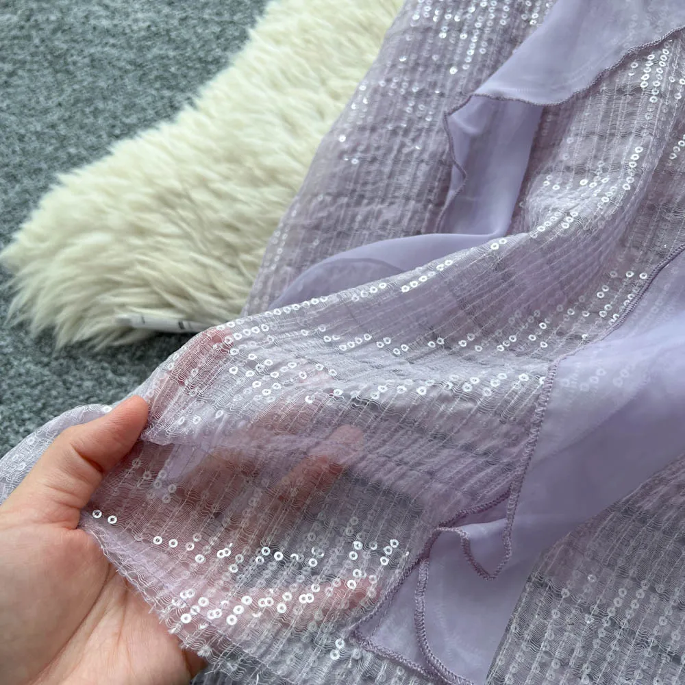 فساتين أنيقة أنيقة مكشكشة غير متناظرة على الموضة الكورية فساتين خرافية مثيرة عالية الخصر على شكل حرف a فساتين صيفية لقضاء العطلات على الشاطئ