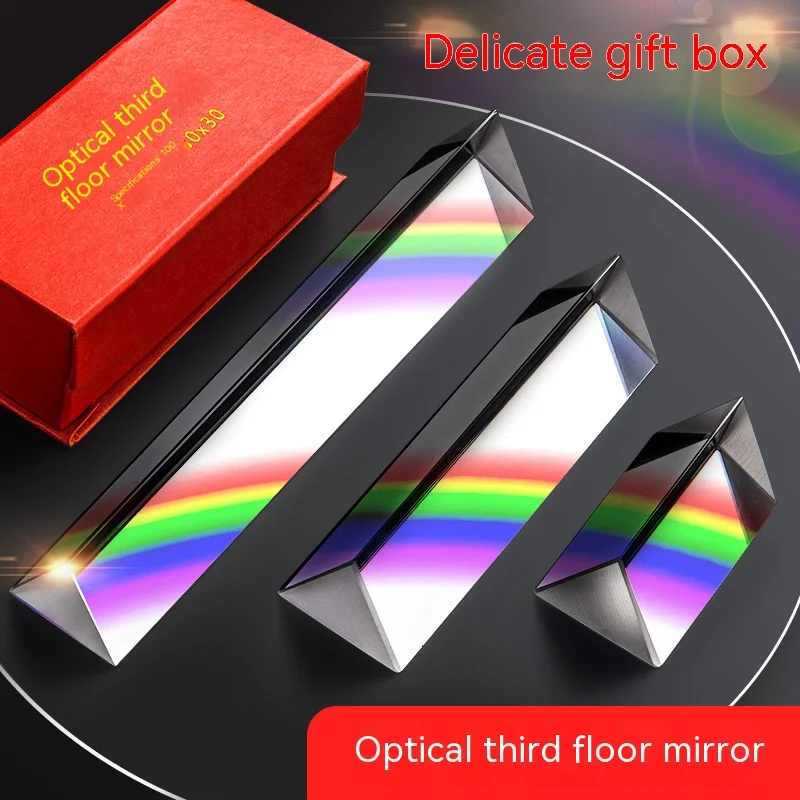 Berence Triprisma optisch glas fotografie rekwisieten regenbooguitrusting prisma lengte maat zeven kleuren Mitsubishi spiegel leermiddel