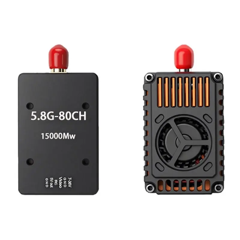 Y44A 5.8G 15W VTX FPV Audio Video Transmitter 80CH for Long Range Drone RC Racing Car DC 18V-36V 2-8S