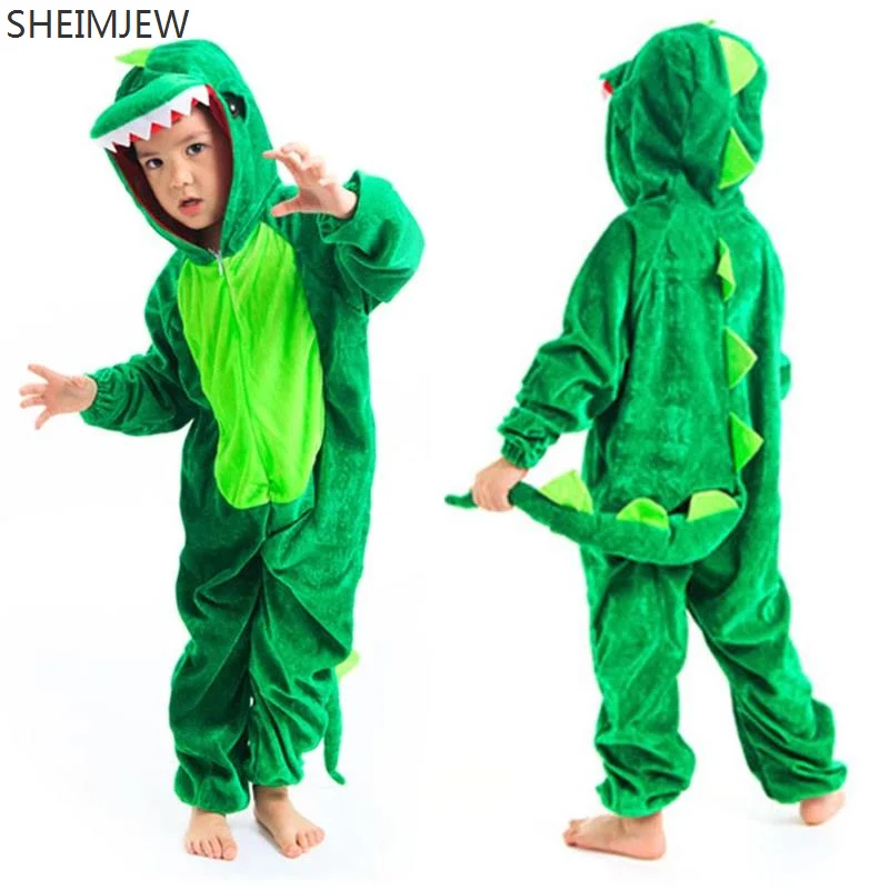 

Children's Dinosaur Cosplay Costumes Green Black Cute Dinosaur Performance Clothes Halloween Carnival Children's Animal Dress Up