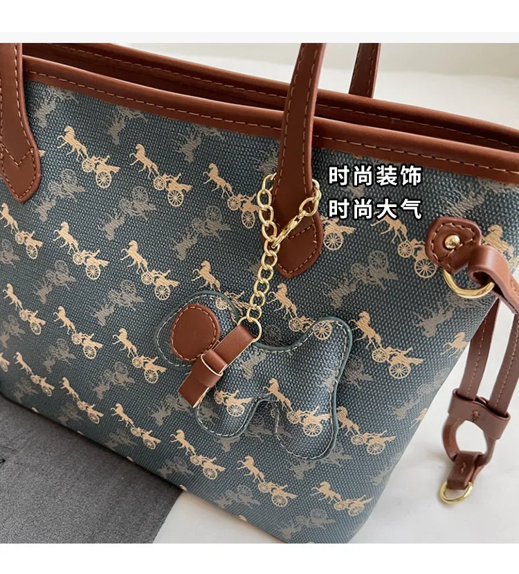 Large capacity handbag versatile for women Luxury designer new fashion casual shoulder bag with texture class shopping tote bag