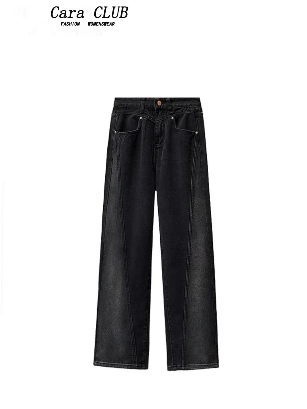

Cara CLUB plus Size Denim Wide Leg Pants Women's Casual Drapey Straight Leg Trousers High Waist Slimming Spring Faion