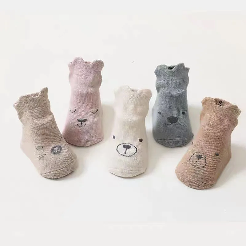 

MILANCEL New Autumn Baby Floor Socks Infant Girls Cute Bear Anti Slip Walking Socks Toddler In Tube Socks