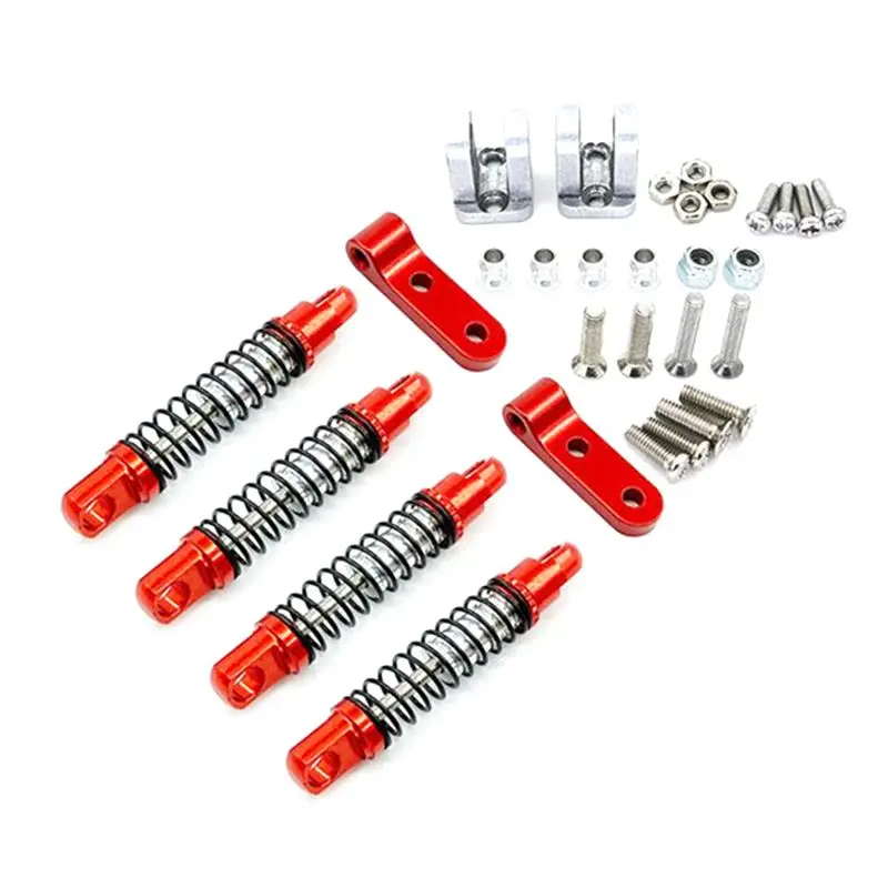AS96-Metal Front And Rear Shock Absorber With Mount Fixed Bracket For WPL D12 1/10 RC Car Upgrades Parts Accessories Red