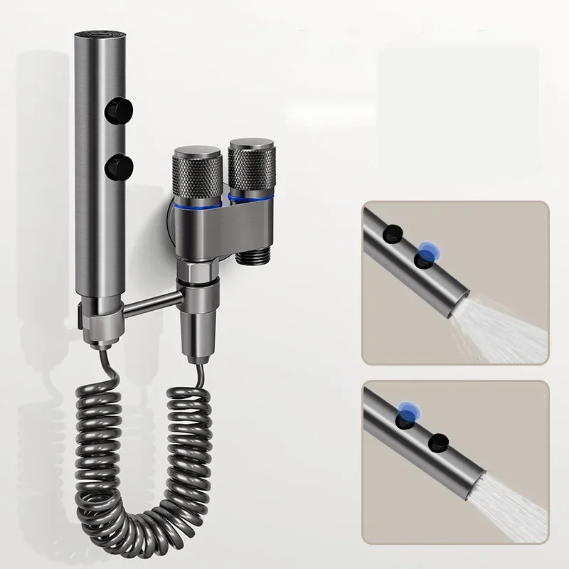 Handheld Toilet Bidet Sprayer G1/2 One In Two Out Double Control Triangle Valve For Shower Cleaning Personal Hygiene Accessories