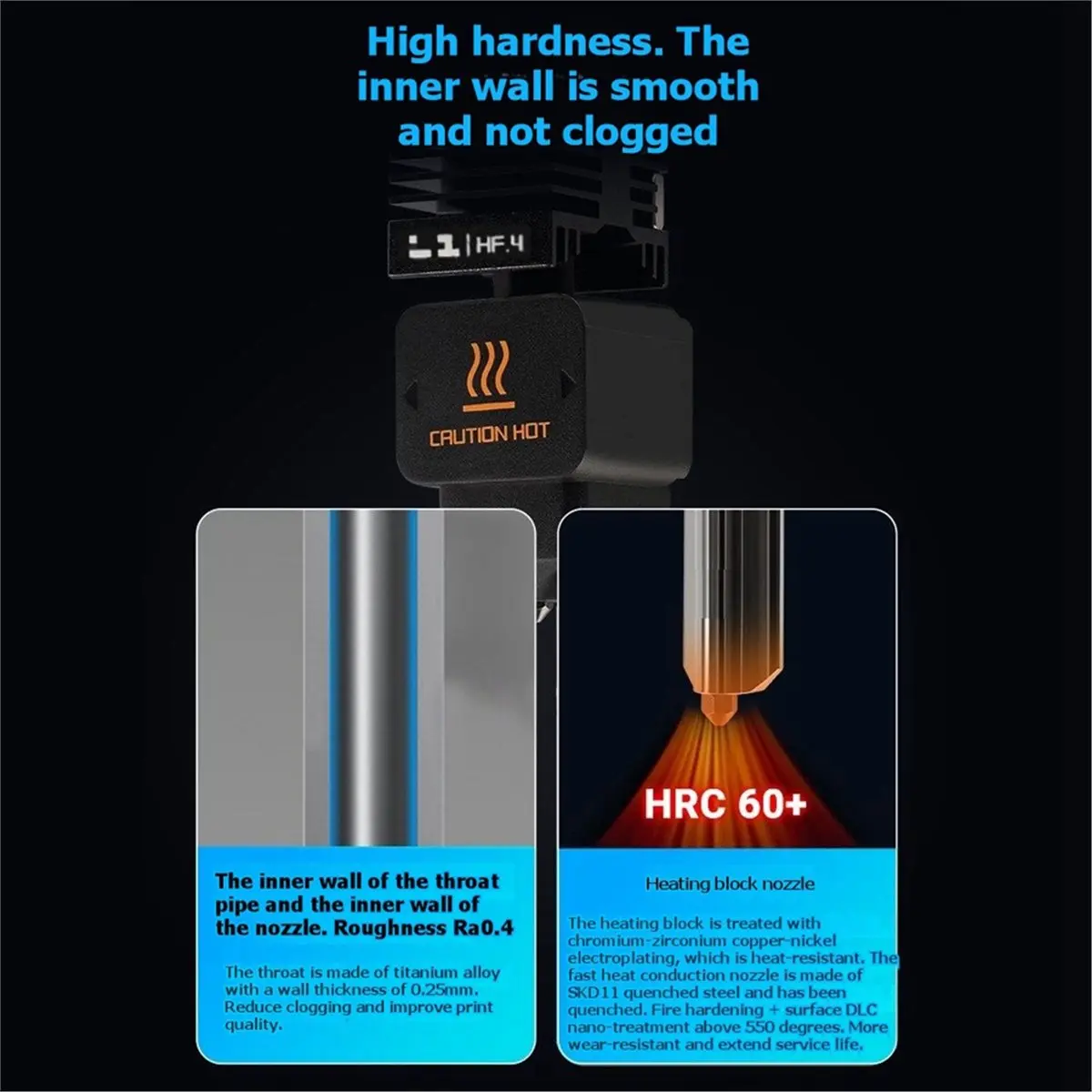 2026 New Tool 2set for P2S High- HF Monoblock Hardened Steel Nozzle Hot End 0.4/0.6mm 3D Printer Replacement Hotend Kit