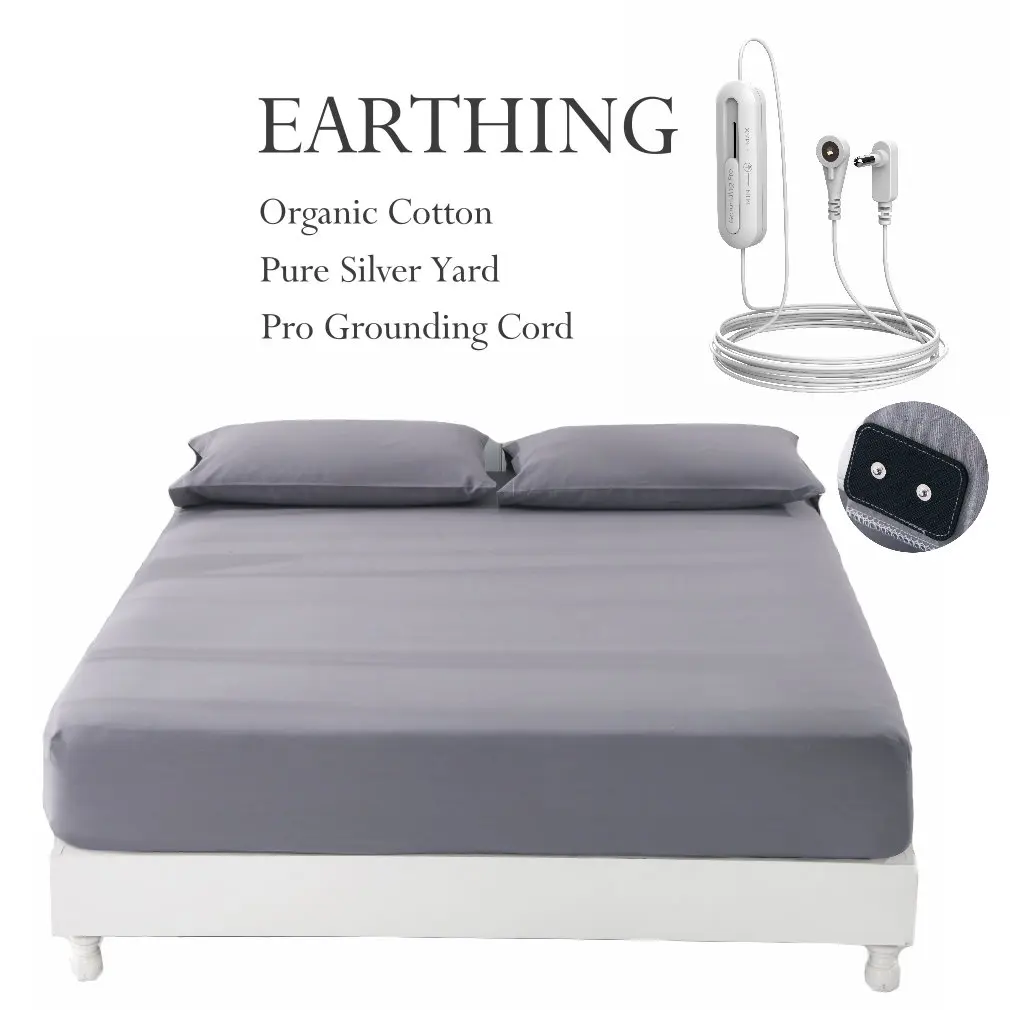 

Grounding silver Sheet 95% Organic Cotton + 5% Pure Silver Fiber Earth Connected Bedding Sheet EMF protection nature health