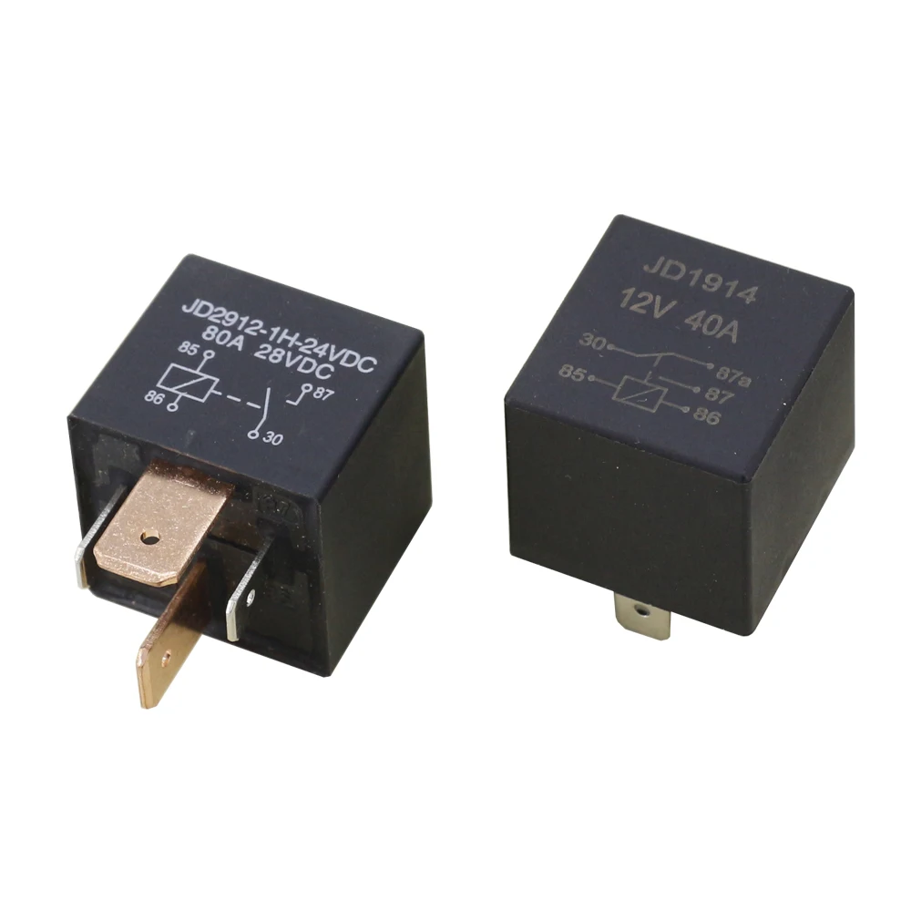 1PC Automotive Relay JD1914/JD2912 80A/40A 12V/24V 4/5 Pin No backrest Copper Small Waterproof Relay Lighting Controller