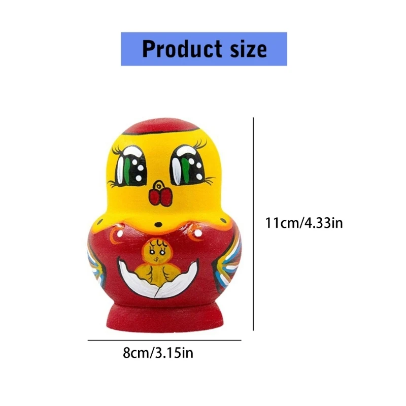 10 Miếng Vintage Búp Bê Matryoshka Gỗ Nga Làm Tổ Bộ Búp Bê Hoạt Hình Vịt Chủ Đề Búp Bê Văn Hóa Quà Tặng Nhà Decors