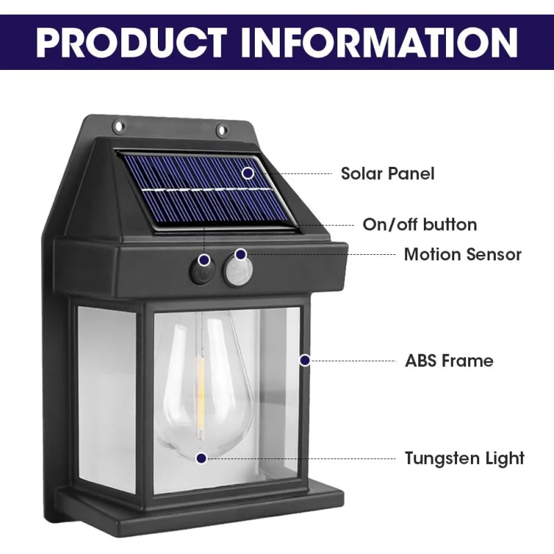 Wall 2PiecesOutdoorLightWithMotionSensor 3LightingModesSolarLightsForOutdoors IP65Waterproof