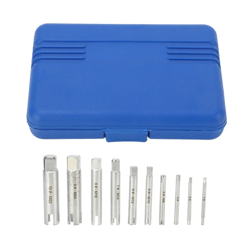 

10Pcs Screw Tap Extractor Set Quenched Alloy Steel Broken Screw Removal Tool With Storage Box