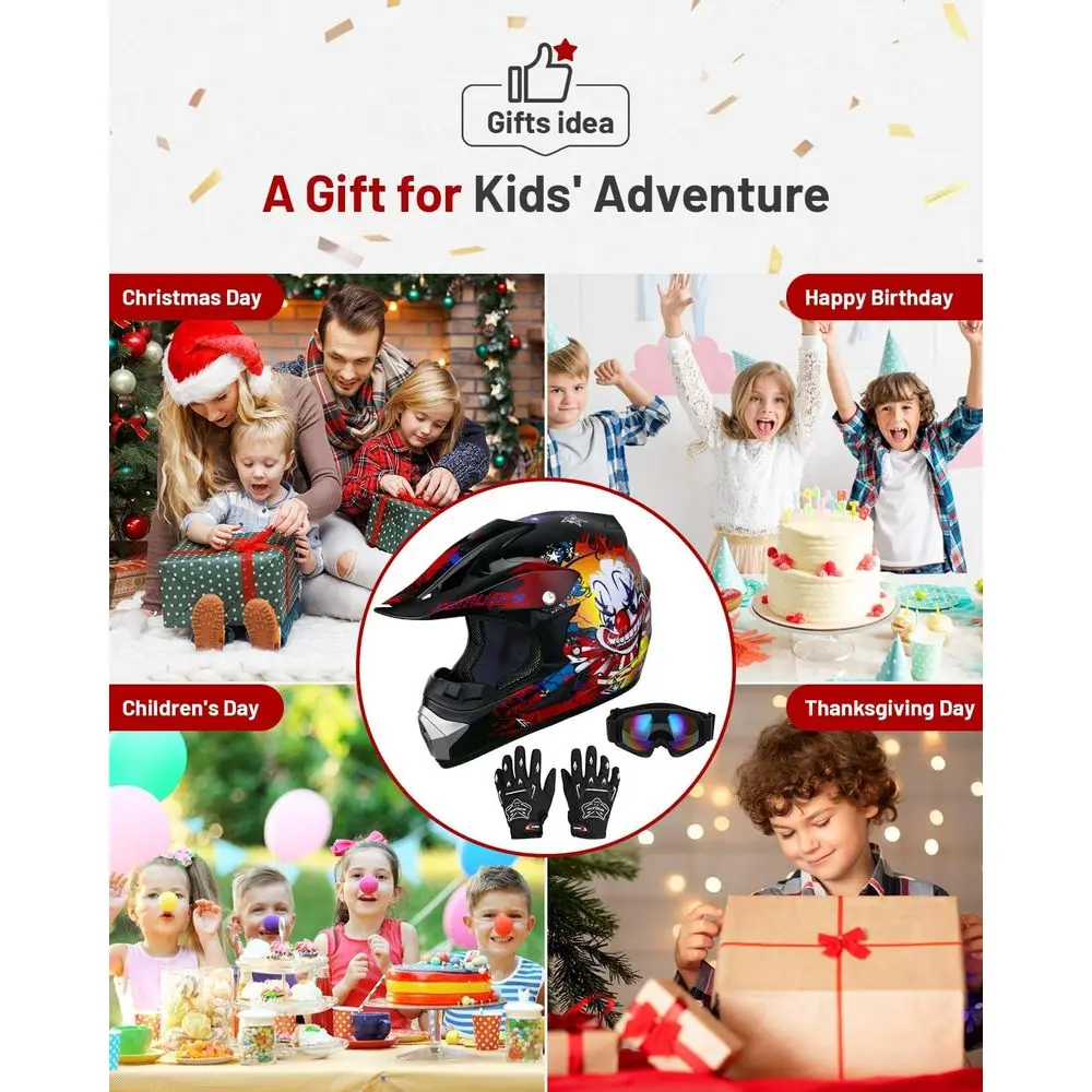 خوذة الدراجة الترابية للشباب مع نظارات وقفازات للأعمار من 5 إلى 14 عامًا، مناسبة لمركبة الأطفال، ذات العجلات الأربع، موتوكروس، BMX، MX، UTV، Offro #2