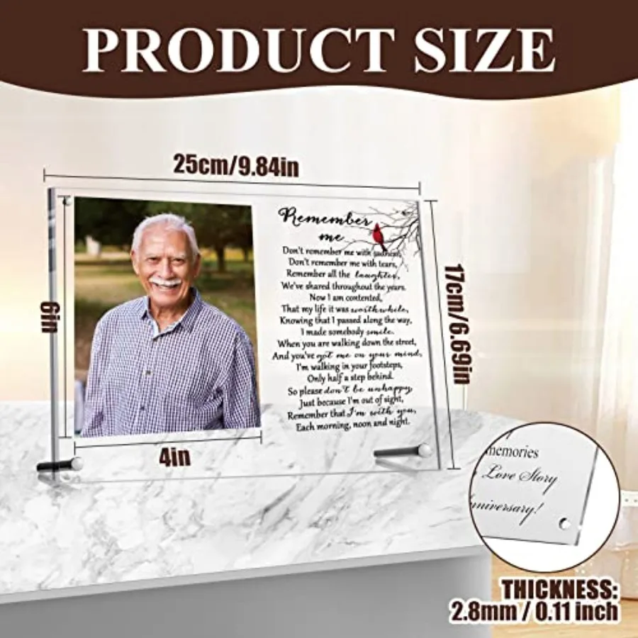1 Pcs Memorial Picture Frame Acrylic Magnetic Photo Frames, 7 x 10 Inch, Sympathy Gifts for Loss of Loved One Passed Away Gifts