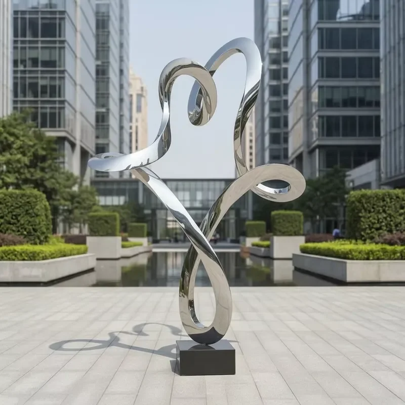 Abstract Stainless Steel Sculpture for Home Interior Decoration Modern Art Statue Ornament Living Room Office Desk Decor Gift