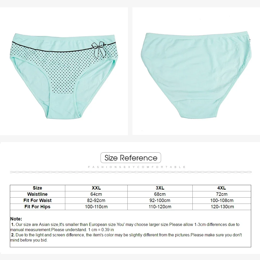 Women's cotton briefs sexy print Ladies panties big size mid-rise women underwear cotton crotch 2XL 3XL 4XL 6 Pcs/set - Image 3