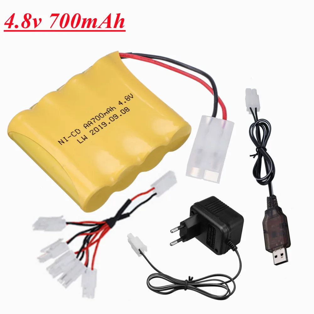 4.8V 700mAh NICD Battery and Charger For Rc toys Cars Tanks Robots Boats Guns Parts 4*AA 4.8 V Volt  Ni-CD Bateria Tamiya Plug