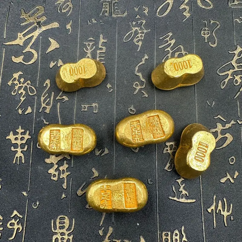 Collectible brass ingots beans Zhenhua small gold ingot ornaments