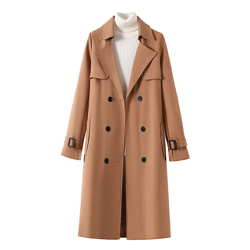 SuperAen Trench Coat Women's Spring and Autumn Long Lace-up Korean Long Coat