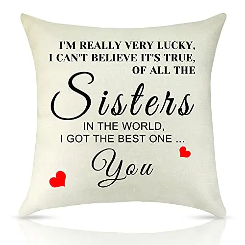 Sister Gifts from Sister Brother Thank You Gifts Throw Pillow Cover Friendship Gift Appreciation Gift for Women Sister