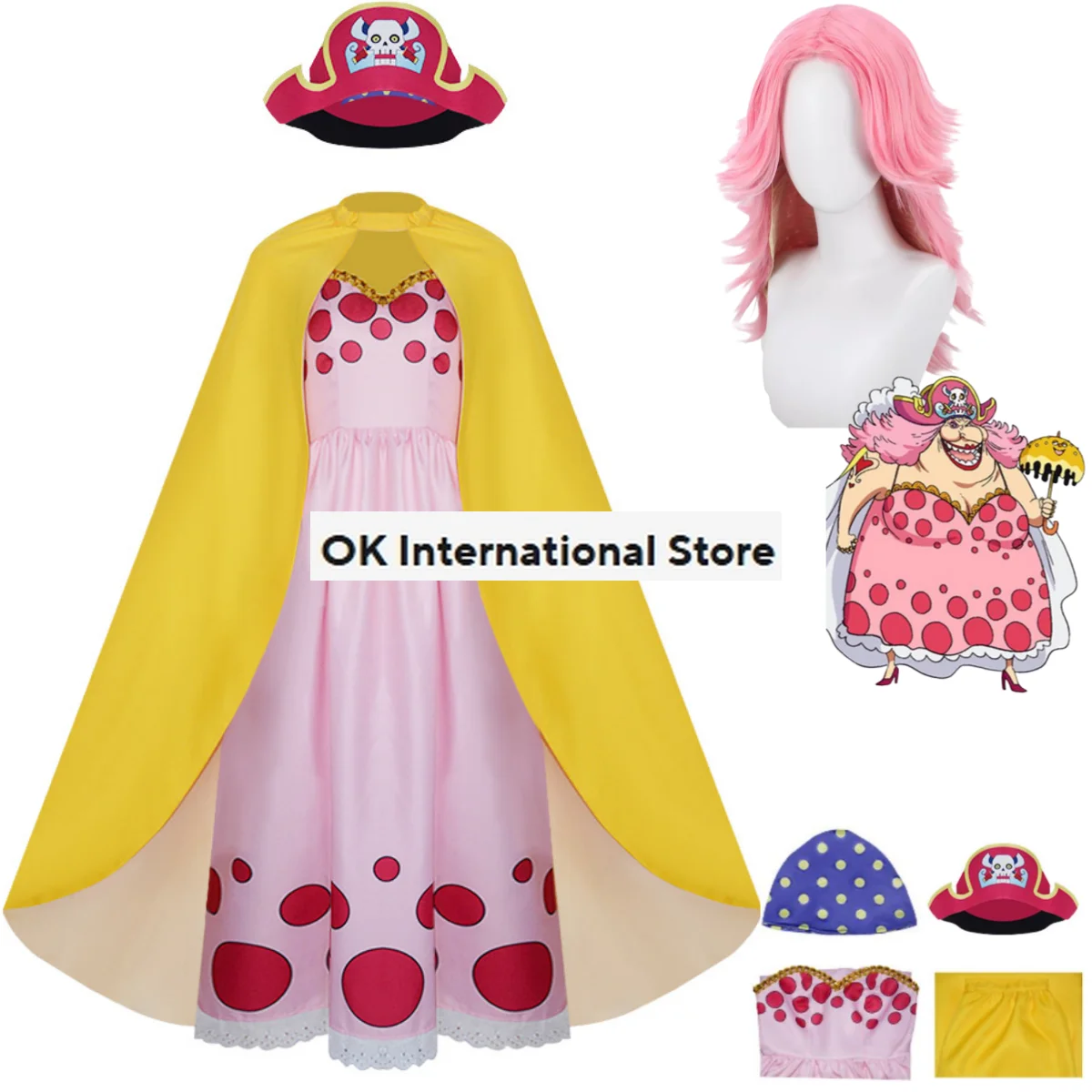 

Anime Charlotte Linlin BIG MOM Cosplay Costume Totto Land Queen Soul-Soul Fruit Wig Dress Cloak Hat Woman Sexy Carnival Suit