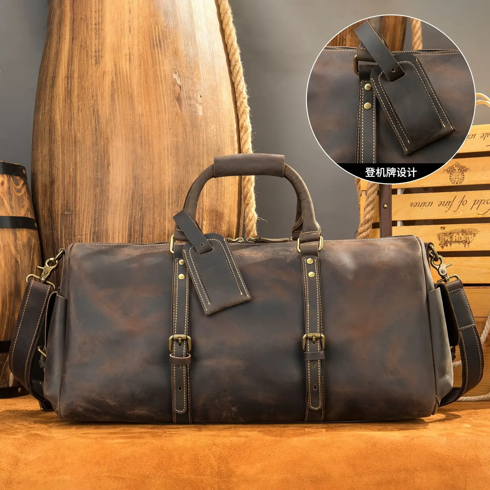 Marut travel bag, men's handbag, one shoulder crossbody, leather business travel bag, luggage bag, fitness bag