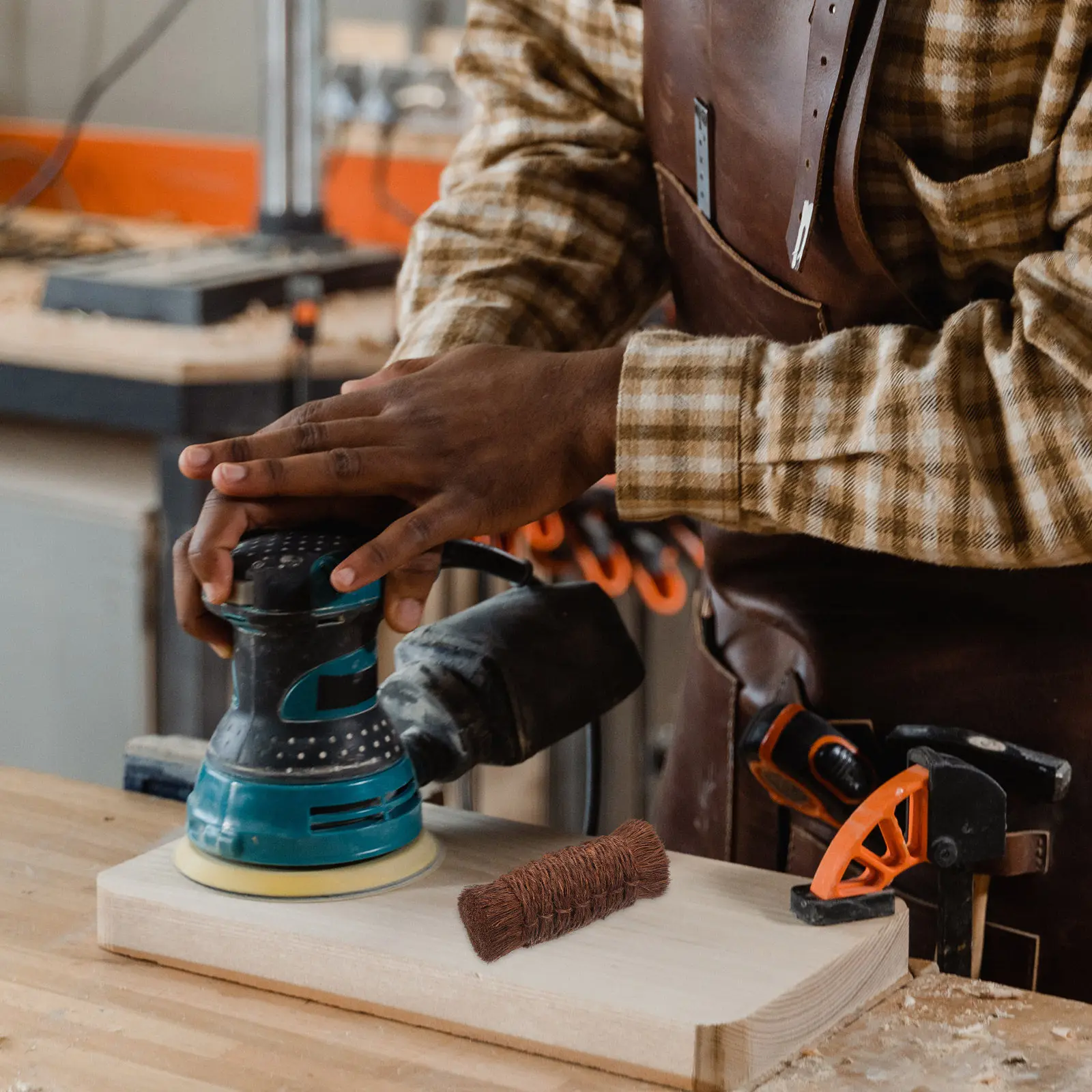 

Compact Brush Tracing Tool Palm Fibre Durable Cleaning Engraving Rubbing Brush Small Size Carving Tool Brown Brown