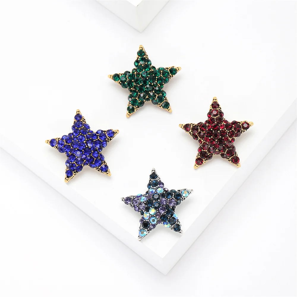 Shining Star Brooches For Women Unisex Rhinestone Five-triangle Star Party Office Brooch Pin Gifts