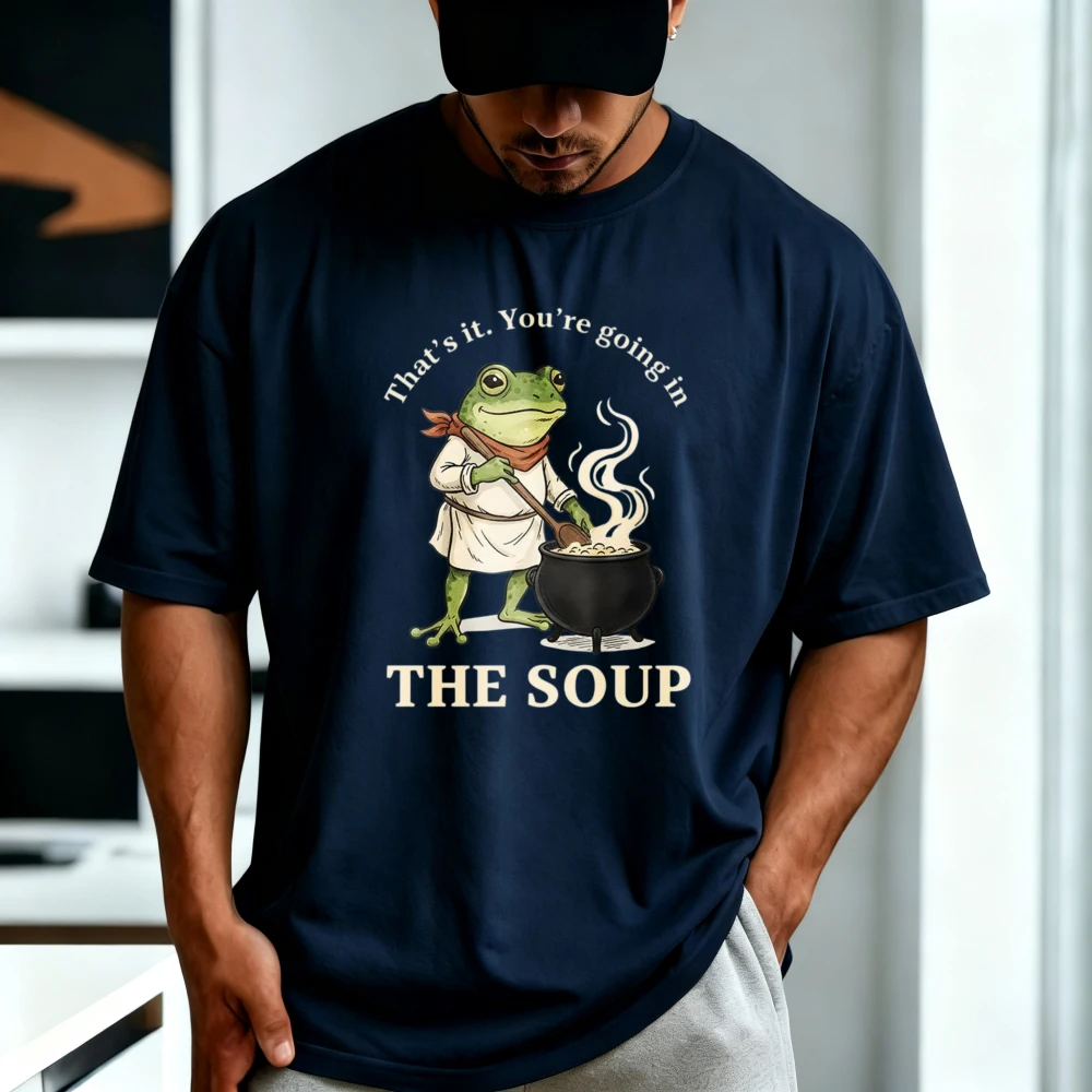 Funny Frog You’re Going in The Soup TShirt Cottagecore Cartoon Graphic Printed Vintage T Shirt Summer Cotton Short Sleeve Tees