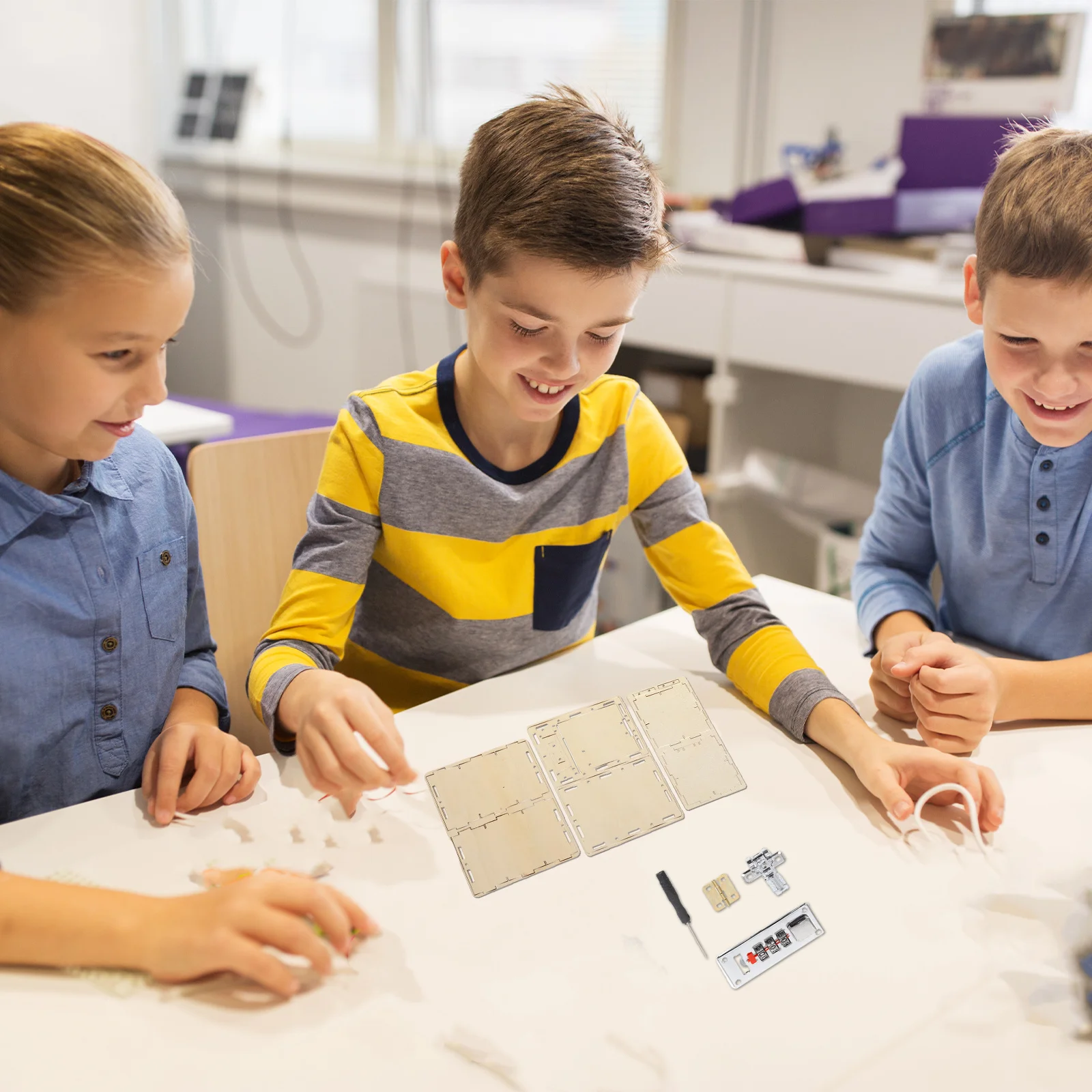 1 set 1 set scatola password in legno kit fai da te puzzle educativo durevole per bambini lucchetto fatto a mano gioco scatola del tesoro gioco di puzzle