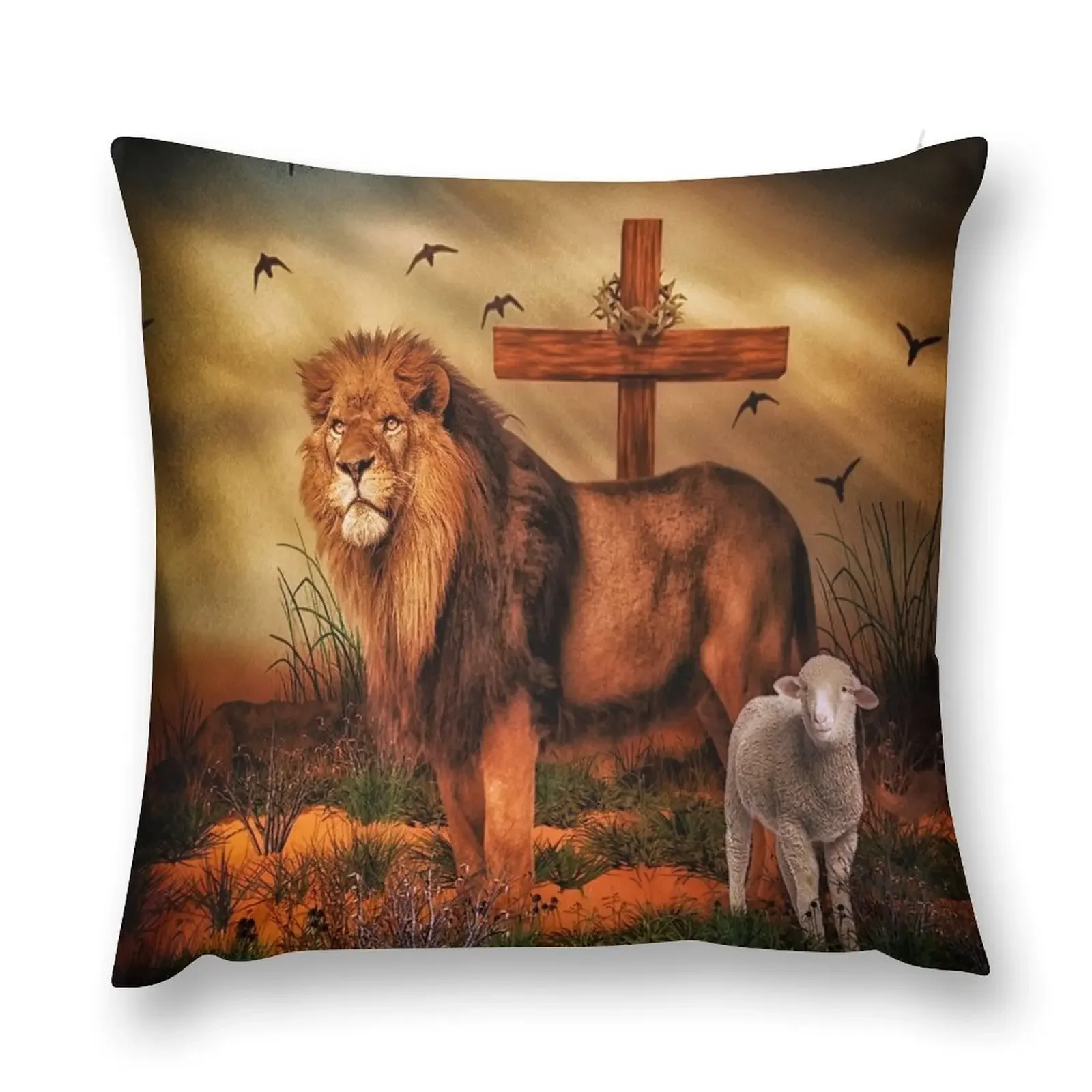 The Lion And The Lamb Throw Pillow bed pillows Pillowcases Cushion Covers Sofa Sitting Cushion Decorative pillowcase pillow