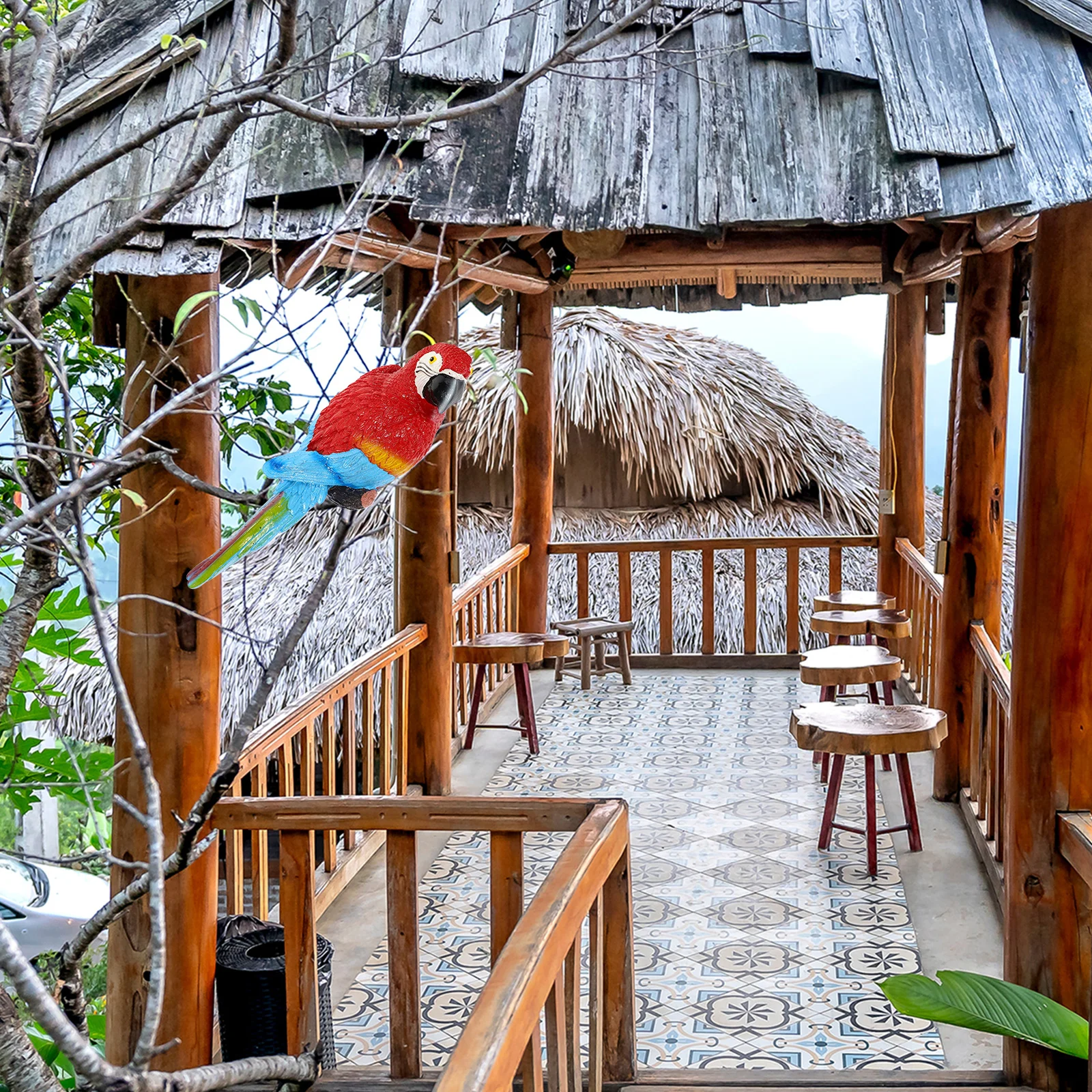 

Simulation Parrot Tree Pendant Garden Landscape Resin Lifelike Bird Decoration Outdoor Yard Scene Resin Craft Parrot