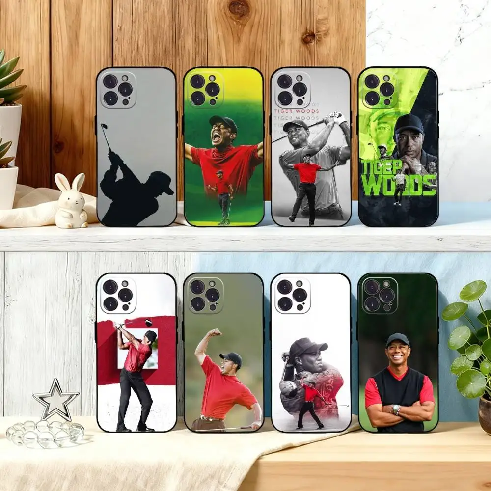 

G-Golf P-Player Tiger Woods Phone Case For iPhone17 16 15 14 13 12 11 Pro Max Plus,5G Soft Black Case