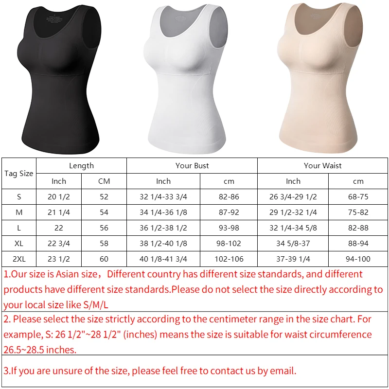 Built In Bra Shapewear Women Tank Top Tummy Control Padded Camisole Slimming Compression Undershirt Smooth Body Shaper Underwear