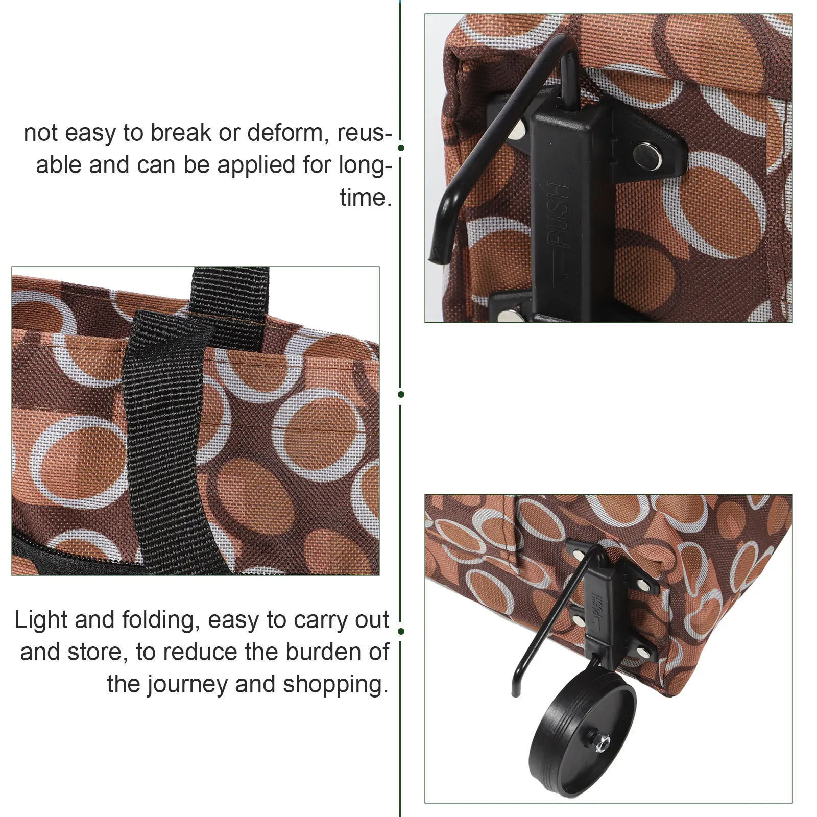 

Shopping Cart Trolley Bag Foldable Large Capacity Storage Organizer For Grocery Travel Laundry Outdoor Use