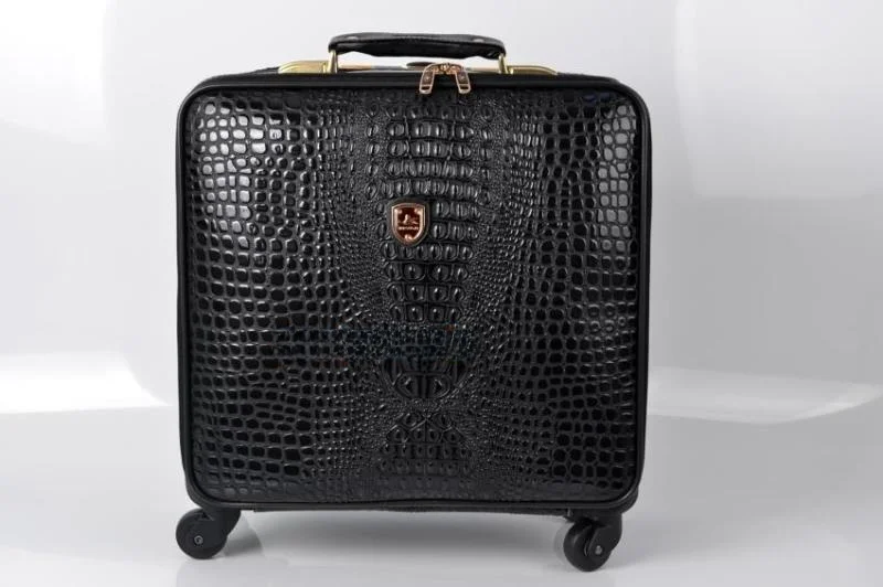 

High-End Leather Suitcase with Universal Wheels Travel Bag for Men And Women 22 Inch 20 Inch Crocodile Pattern Lage Passwo...