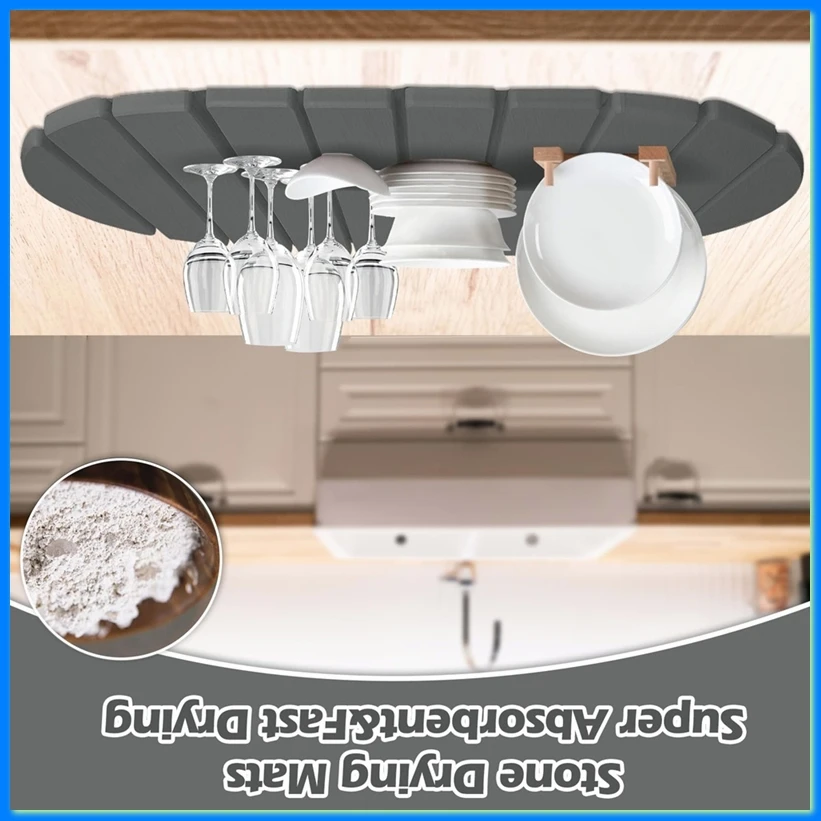 Stone Drying Mats, Large Rounded Corner Diatomaceous Earth for Kitchen Countertops,Match Any Countertop (Gray, Large)-A75P