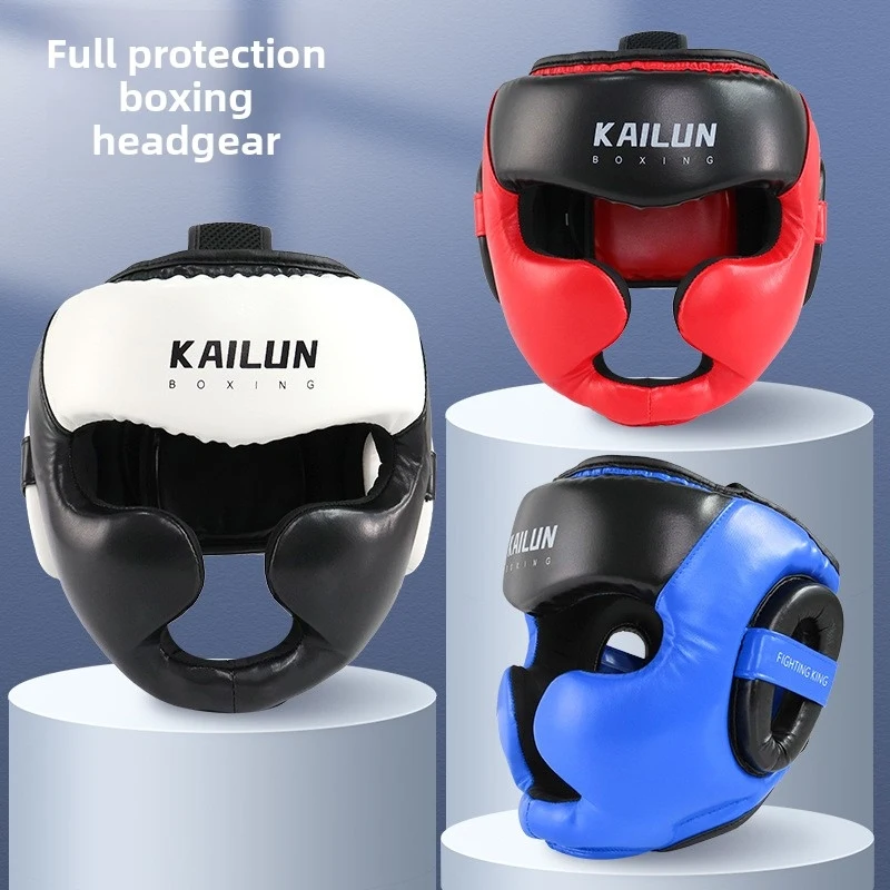 Kids Adults Boxing Headgear, Thickened Protection for MMA Muay Thai Training Unisex Taekwondo Head Helmet with Breathable Mesh