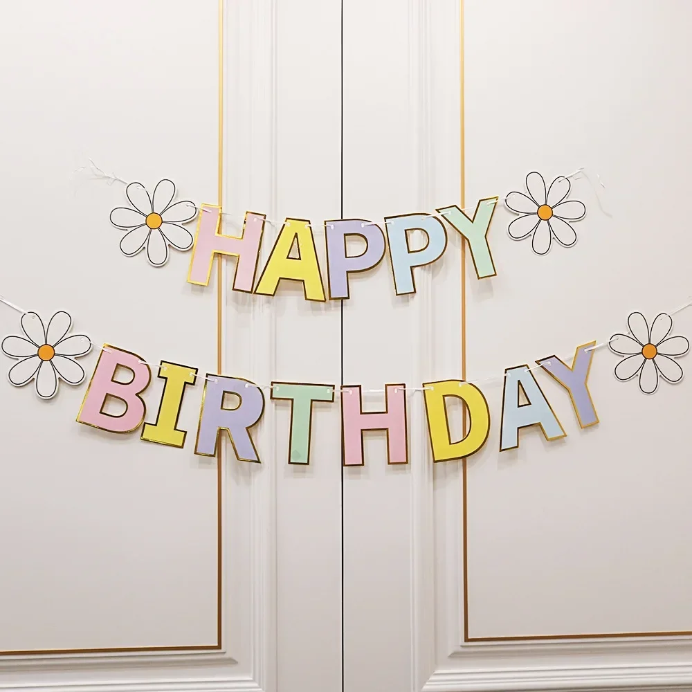 1-5pcs Birthday Flag Party Banner Flower ForHome Room Garland Children Flag Happy Birthday Party Atmosphere Decorations Supplies image 6