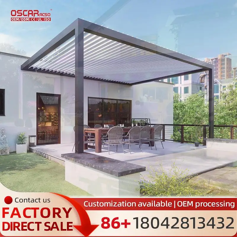 

Waterproof Outdoor Shade Roof System Louvered Aluminium Pergola For Garden Patio Backyard pergola