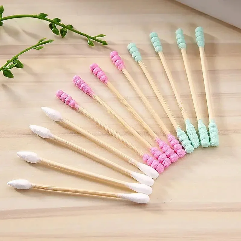 500pcs Double-Headed Cotton Swabs with Wooden Sticks for Nose Ear and Makeup Cleaning Personal Care Tools Makeup Cotton