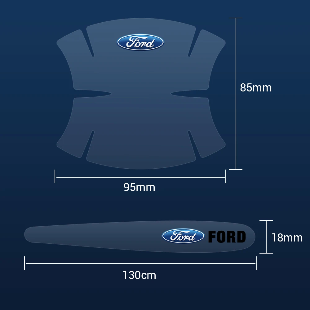 자동차 스크래치 방지 보호 필름 문짝 핸들 볼 로고 스티커, 포드 포커스 mk2 피에스타 mk7 C-max 갤럭시 쿠가 익스플로러용, 4 개, 8 개