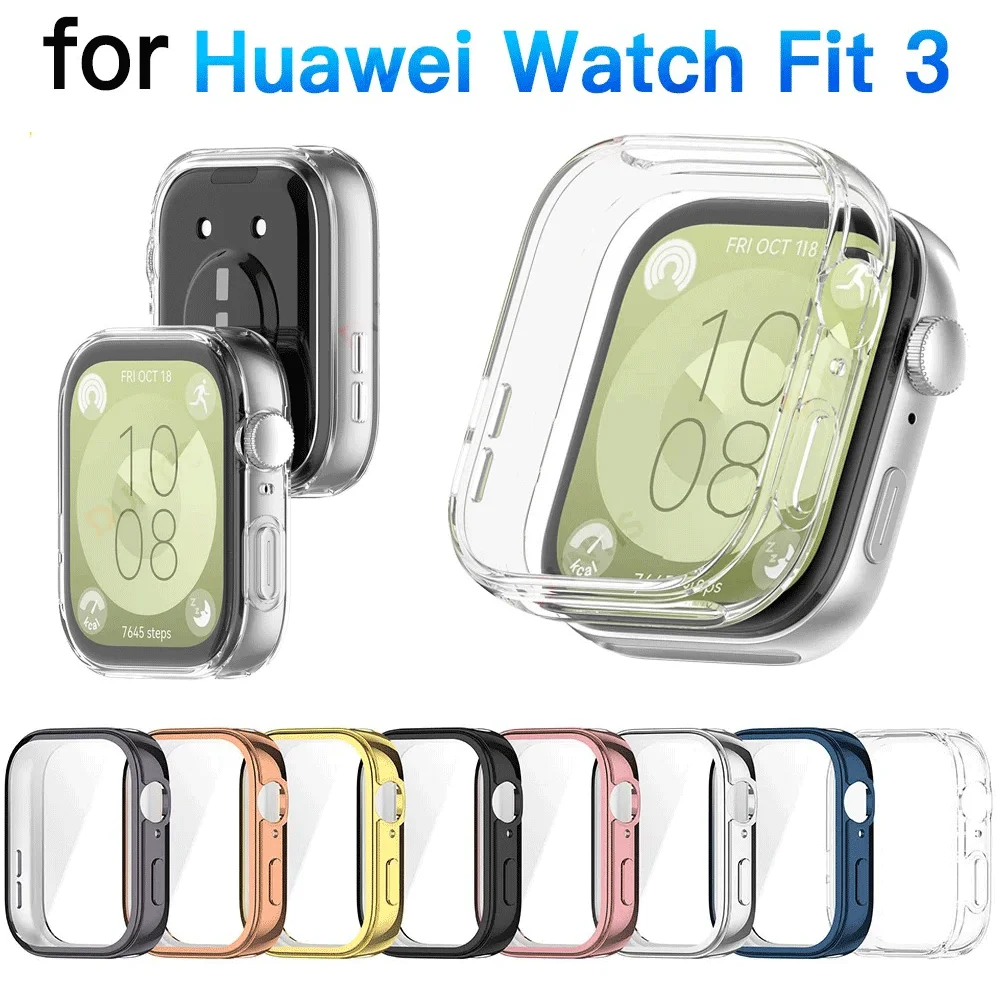 Full Cover Protective Case for Huawei Watch Fit 3 SmartWatch,Soft TPU Screen Protector Bumper Shell For Huawei Fit3 Accessories﻿