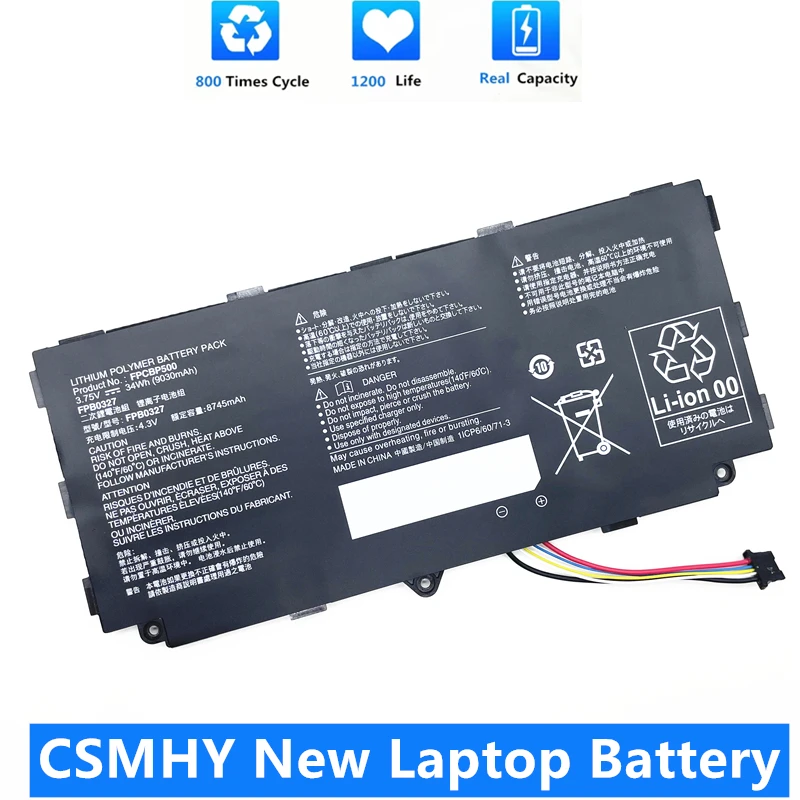 

CSMHY New Laptop Battery FPB0327 FPCBP500 3.75V/34Wh/9030mAh For Fujitsu ARROWS Tab Q506 Q507 CP695045-01