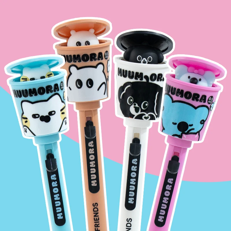 1pc canned push-button pen Cute Instagram-style high-aesthetic 0.5 quick-drying black practice pen Creative student stationery