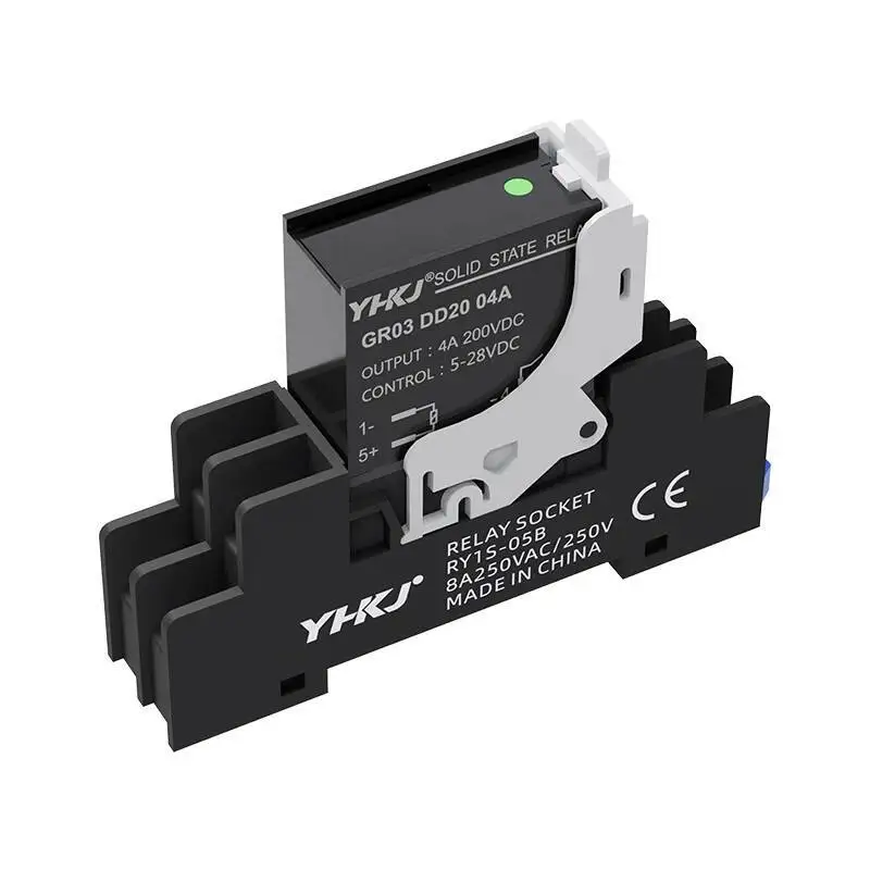 Small Solid State Relay 24V Rail Mount GR03 DC Control 12A AC 220V with Integrated Heat Sink