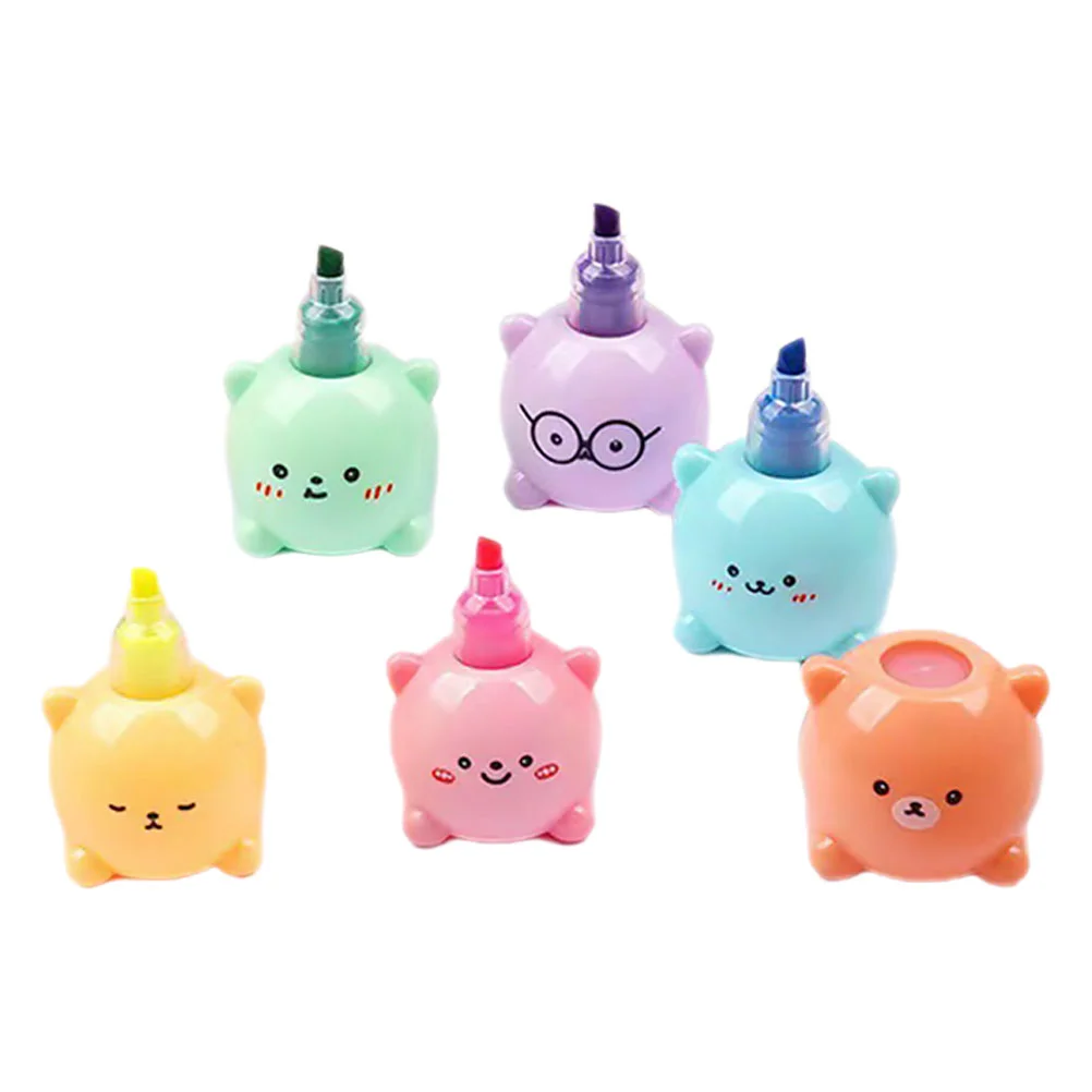 Bear Highlighter Student Pen Bookmarks Convenient Marker Highlighters Multi-function Marking Portable Scrapbook Work