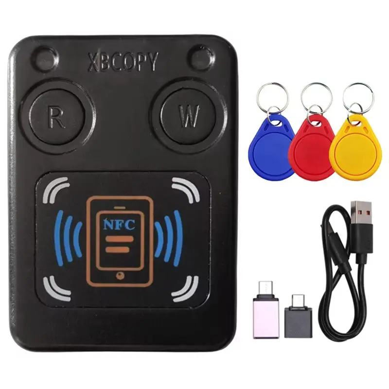 AB25- RFID Smart Chip Card Reader Copier +3XCUID Keychain IC 13.56Mhz ID 125Khz 250Khz 375Khz RFID Token Clone Duplicator